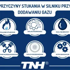 Przyczyny stukania w silniku przy dodawaniu gazu: spalanie stukowe, układ rozrządu, olej silnikowy, panewki korbowodowe, koło dwumasowe, wtryskiwacze.