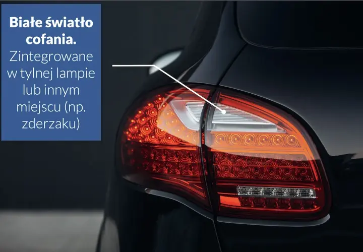 Białe światło cofania w tylnej lampie lub zderzaku. Jakie światła w nocy są kluczowe dla bezpieczeństwa?